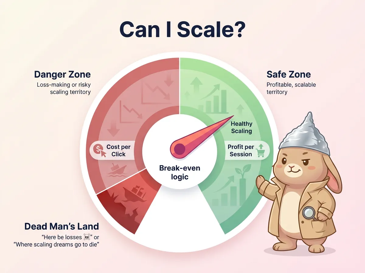 Can I scale dial showing safe and danger zones based on profit per session and cost per click.